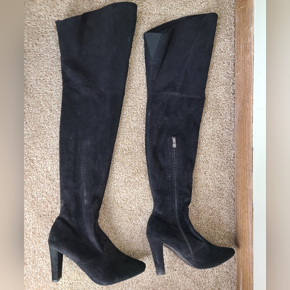 Shoe'N Tale Black Thigh High Boots Size 41/10.5, 4in heel